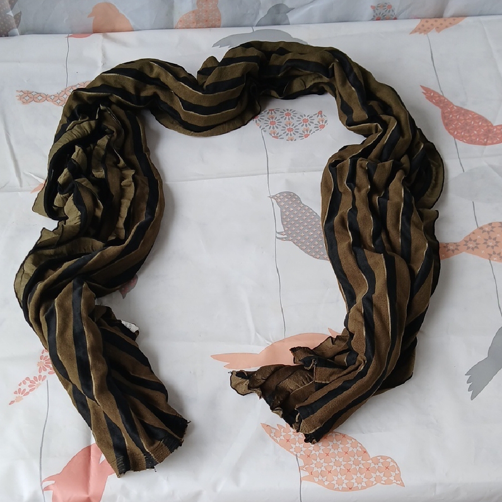 Pre-loved Striped Black and Brown Scarf